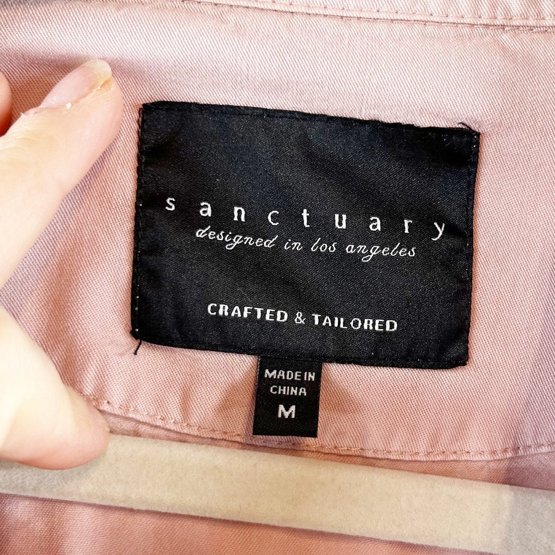 Sanctuary Long Sleeve Button Up Lightweight Utility Jacket Pink Medium