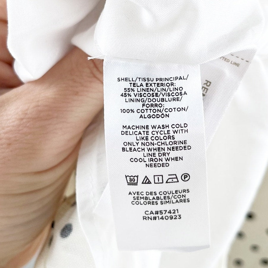 LOFT Petite Polka Dotted Short Flutter Sleeve Mini Dress White 12 Petite