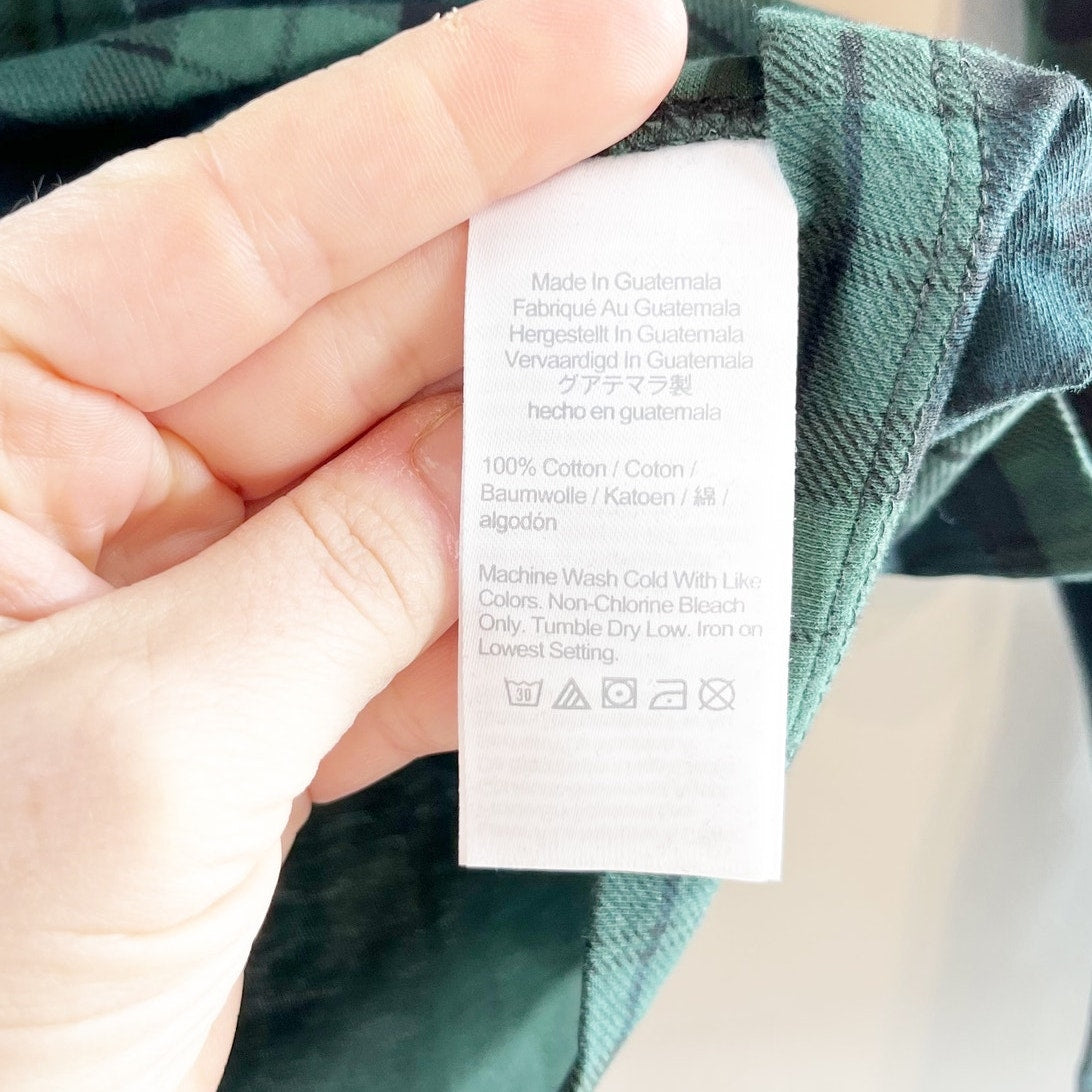 J. Crew Cotton Tissue Long Sleeve Turtleneck Top Black Watch Tartan Plaid Small