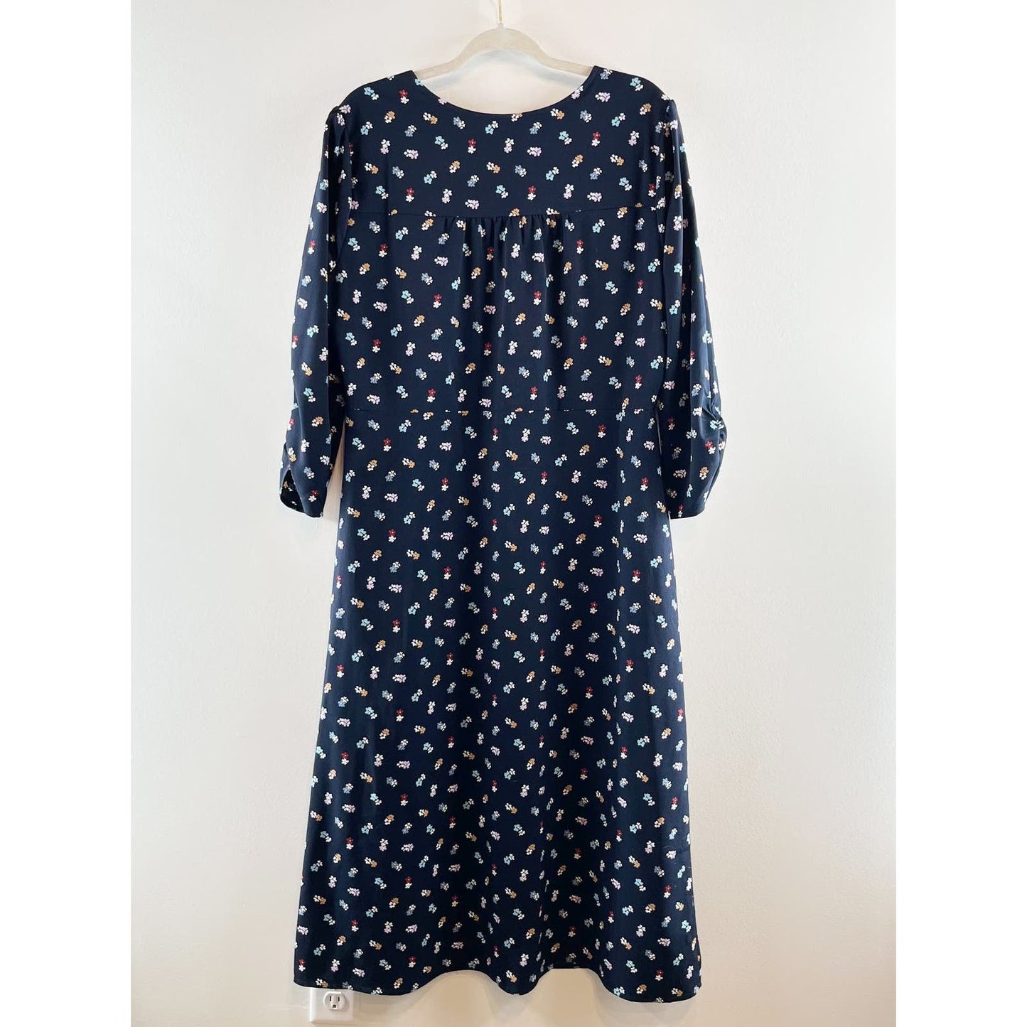 GAP Button Front Floral Midi Length Dress Navy Blue 16