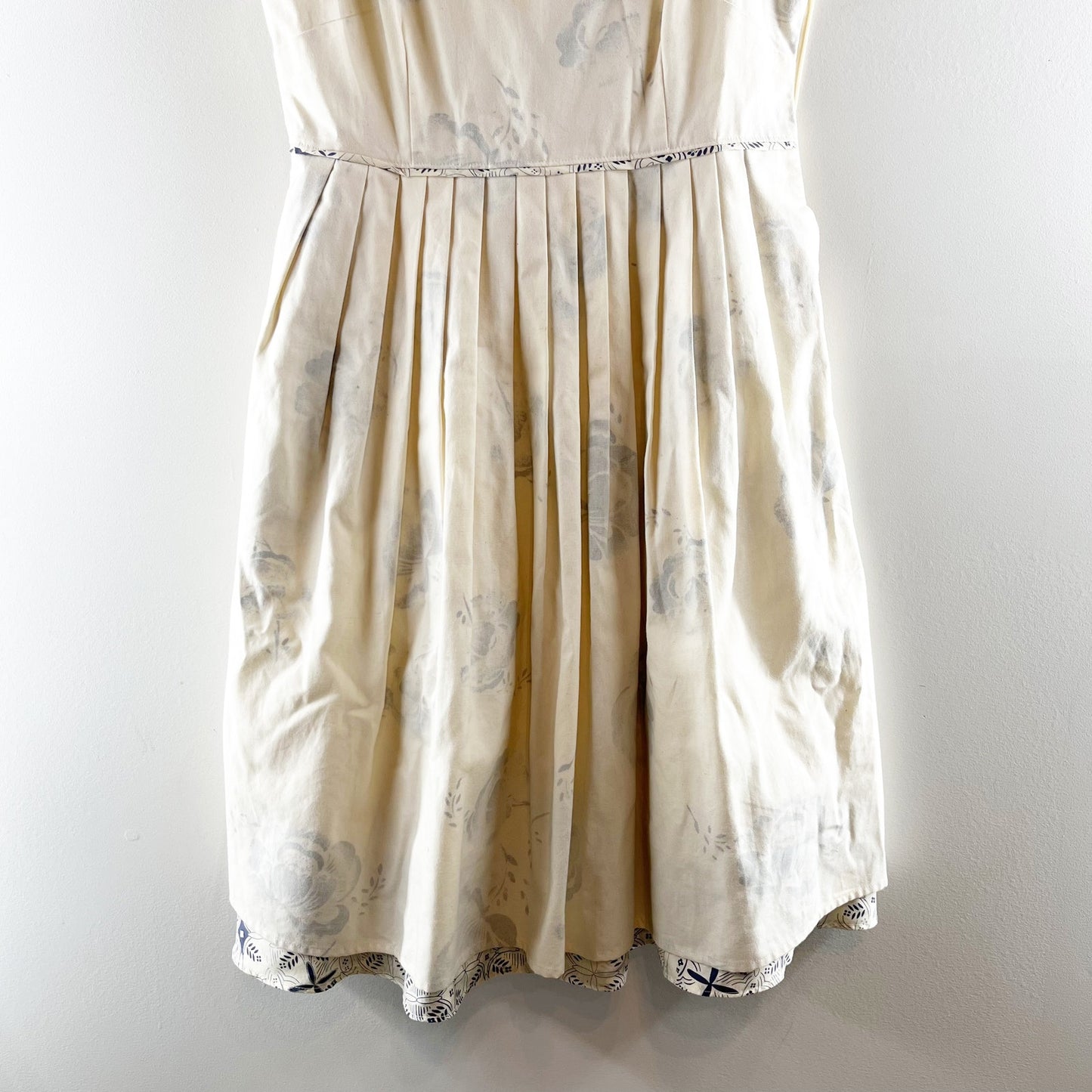 Anthropologie Moulinette Soeurs Floral Cotton Fit and Flare Mini Dress Cream 8