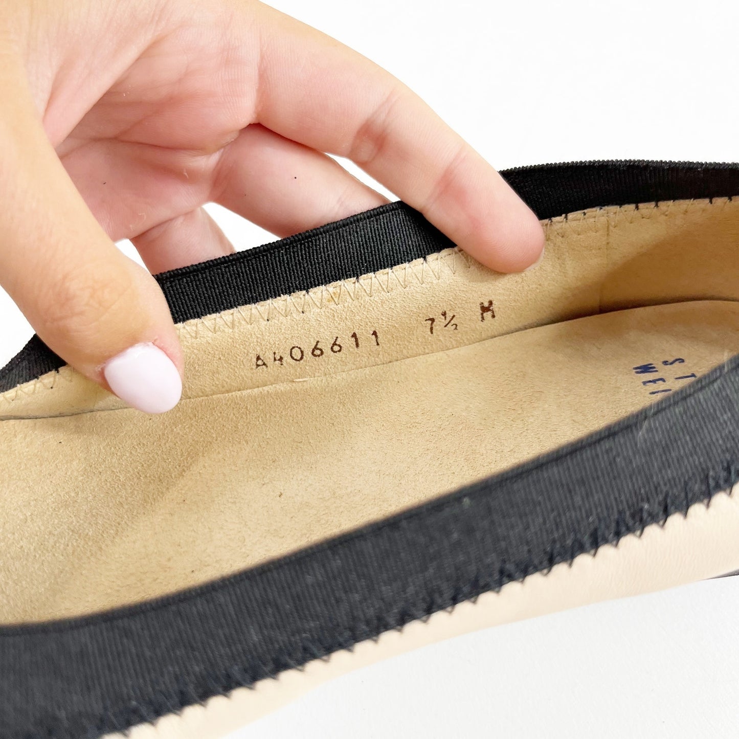 Stuart Weitzman Giveable Colorblock Ballet Flats Cream Black 7.5