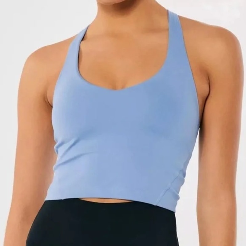 Gilly Hicks Go Recharge Strappy Back Cropped Tank Top Blue Large