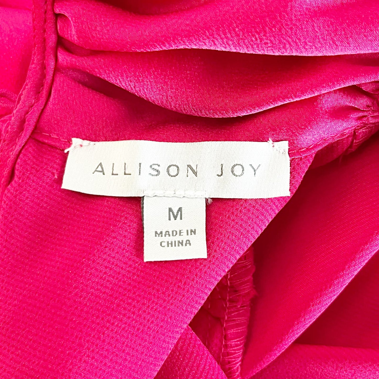 Allison Joy Evereve Harper Satin Long Sleeve Mock Neck Blouse Pink Medium