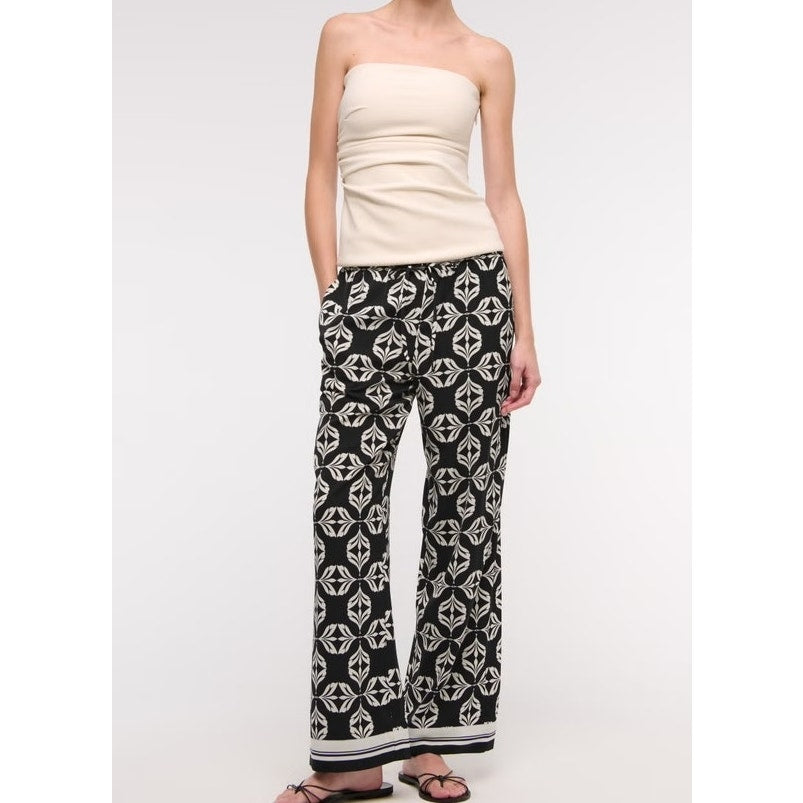 Abercrombie & Fitch Wide Leg Printed Drapey Pants Black White XXS Petite