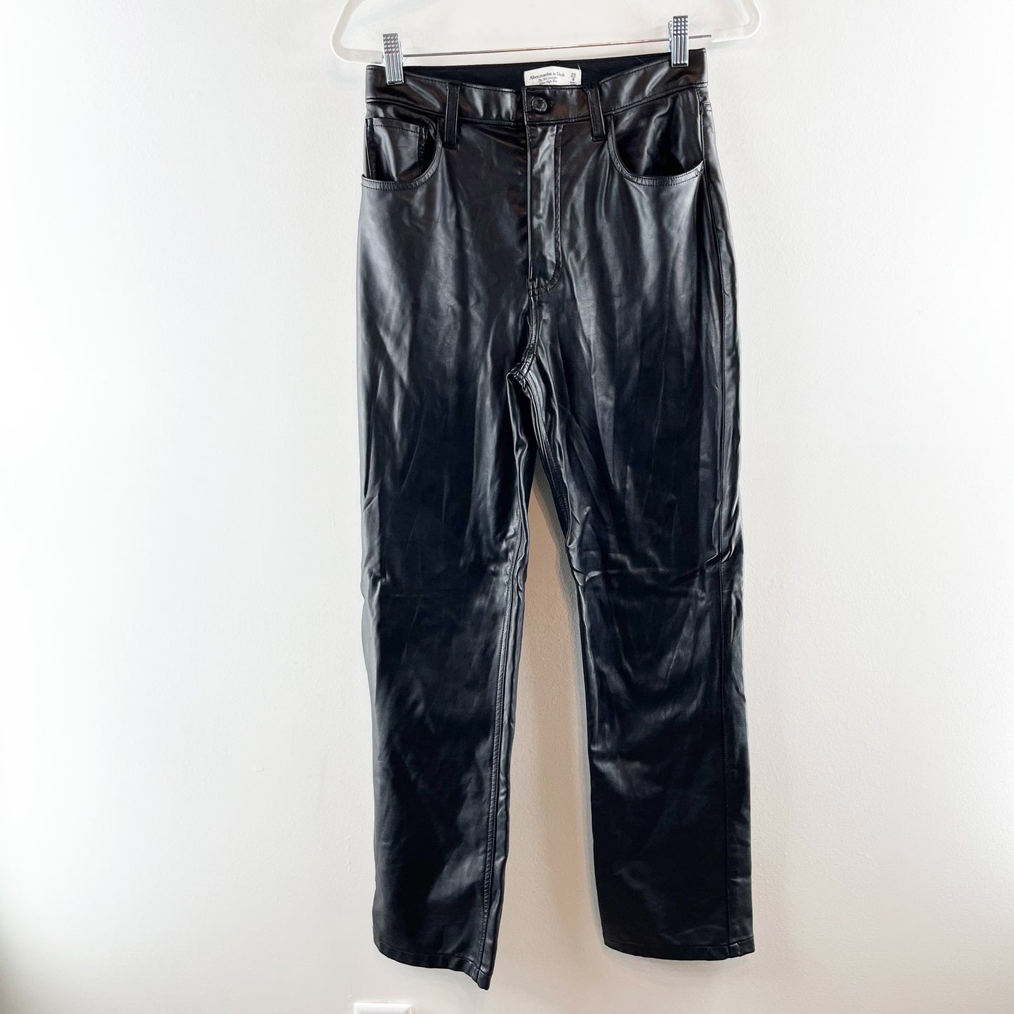 Abercrombie & Fitch The 90's Straight Ultra High Rise Faux Leather Pants Black 8