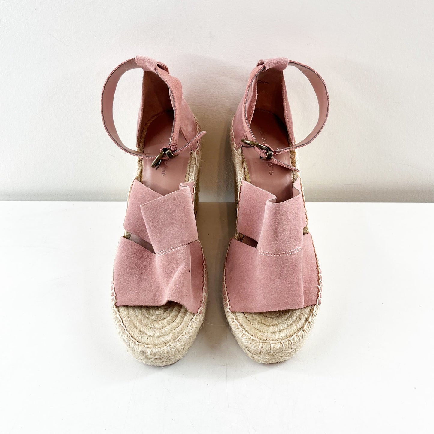 Treasure & Bond Sannibel Espadrille Wedge Sandals Suede Leather Pink 8