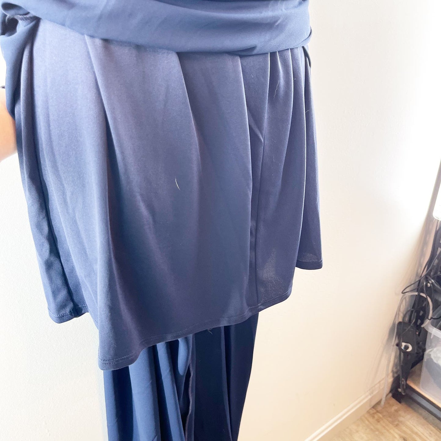 Show Me Your Mumu Plunge V Neck Halter Lined Maxi Gown Dress Navy Blue Medium