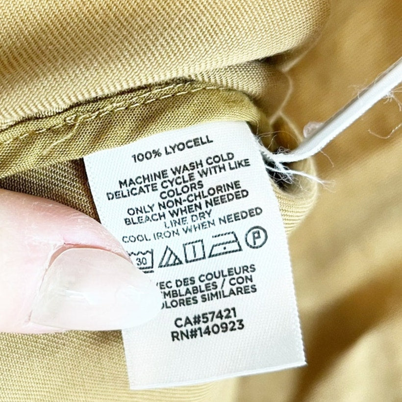 LOFT Snap Button Long Sleeve Boxy Fit Top Shirt Shacket Tan Small
