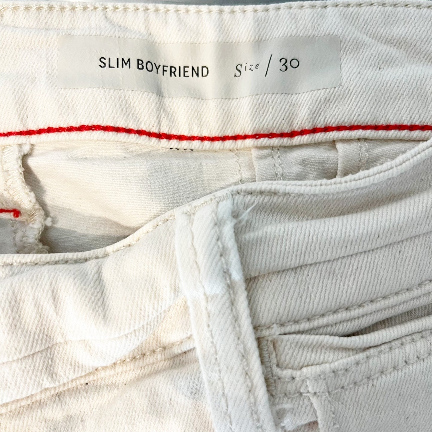 Pilcro and the Letterpress Slim Boyfriend High Rise Button Fly Shorts Cream 30
