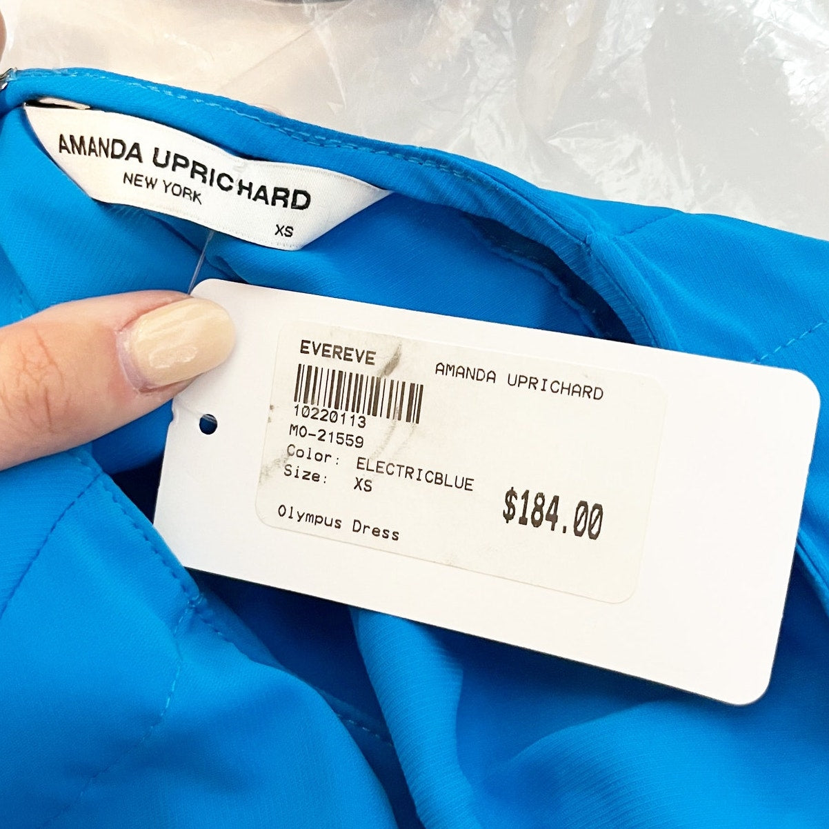 Amanda Uprichard Olympus Bow Tie Shoulder Mini Dress Electric Blue XS