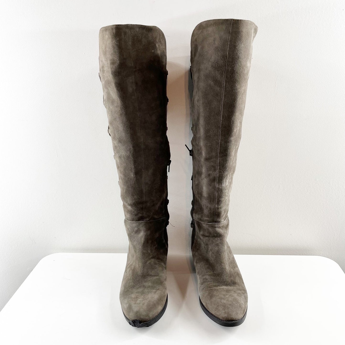 Vince Camuto Parle Suede Lace Detail Block Heel Over The Knee Boots Tornado 10