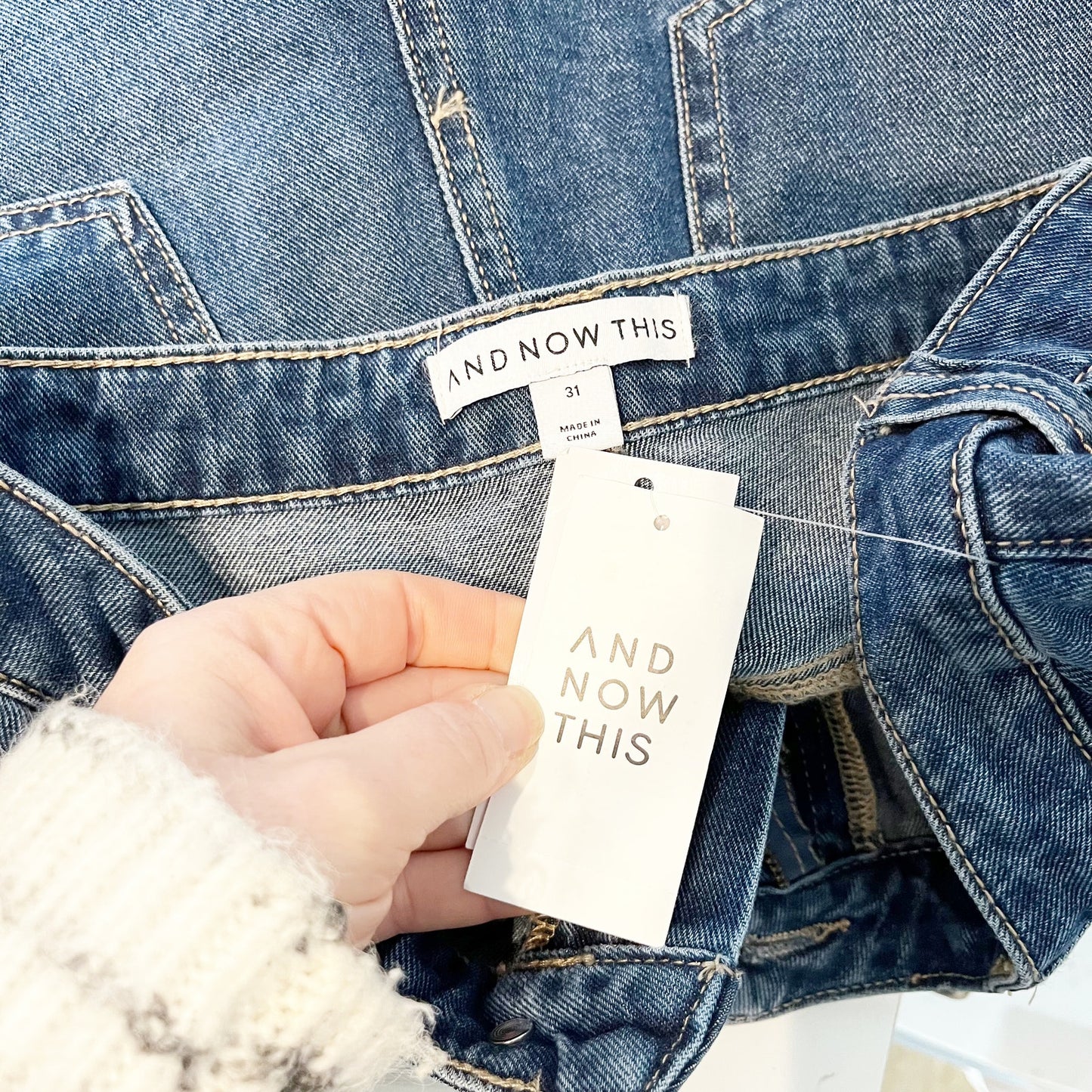 And Now This High Rise Straight Leg Cotton Jeans Blue 31 / 12