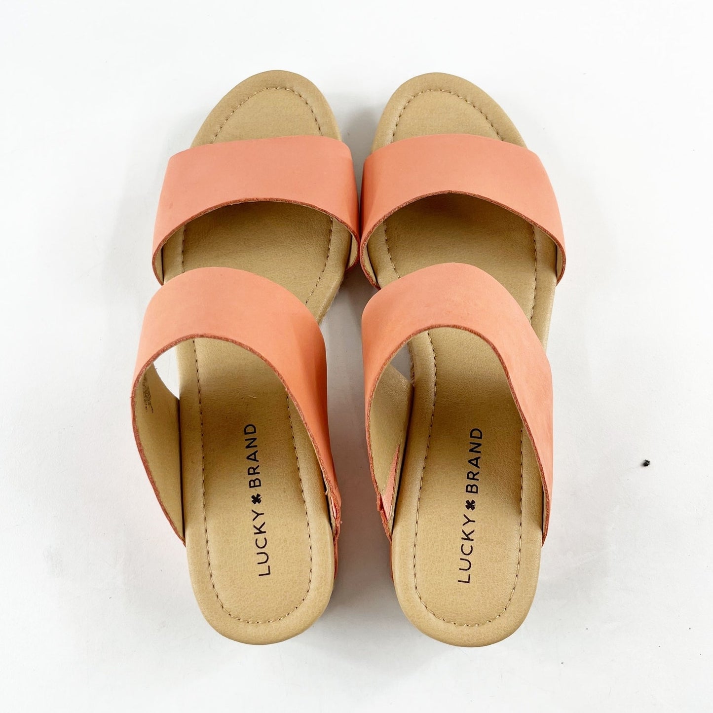 Lucky Brand Wyntor Double Strap Leather Slide Sandal Coral Pink 11