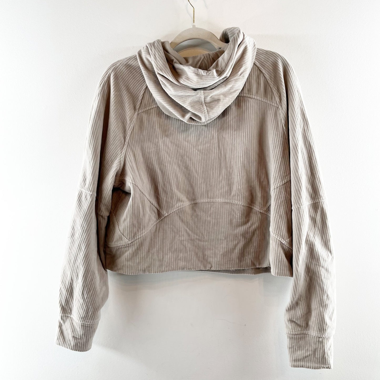 Lululemon Scuba Oversized Hoodie Sweatshirt Velvet Cord Riverstone Tan M / L