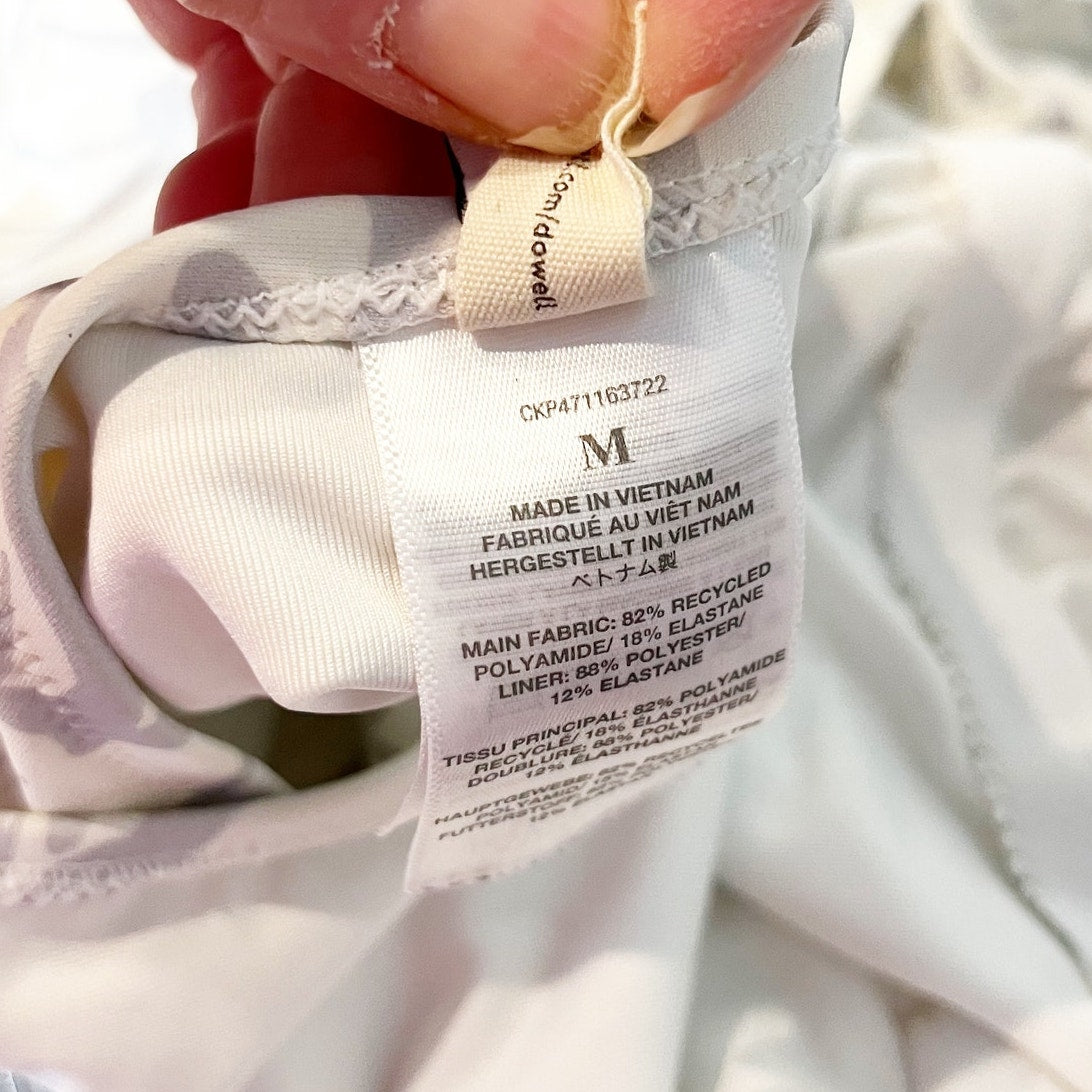 Madewell Square-Neck Tank One-Piece Swimsuit Lighthouse Cool Fog White Medium