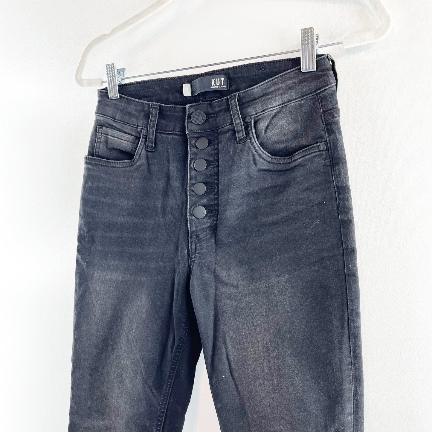 Kut from the Kloth Fab Ab Rachel High Rise Button Fly Mom Jeans Black 0