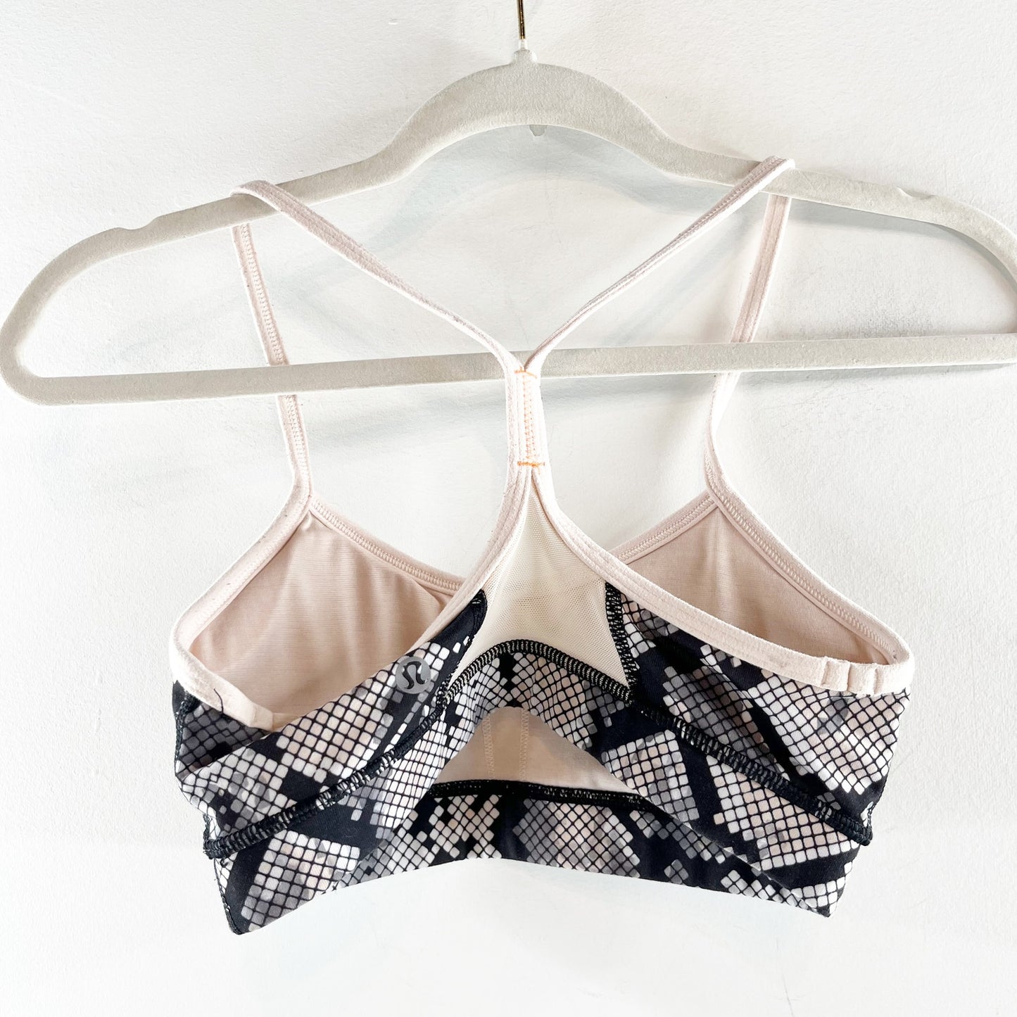 Lululemon Flow Y Racerback Sports Bra Snake Print Black Pink 4