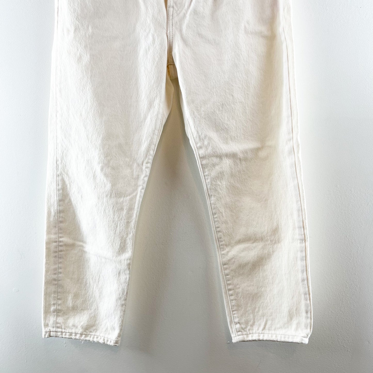 Levi's 501 Original Cropped High Rise Cotton Button Fly Jeans Ecru White 28