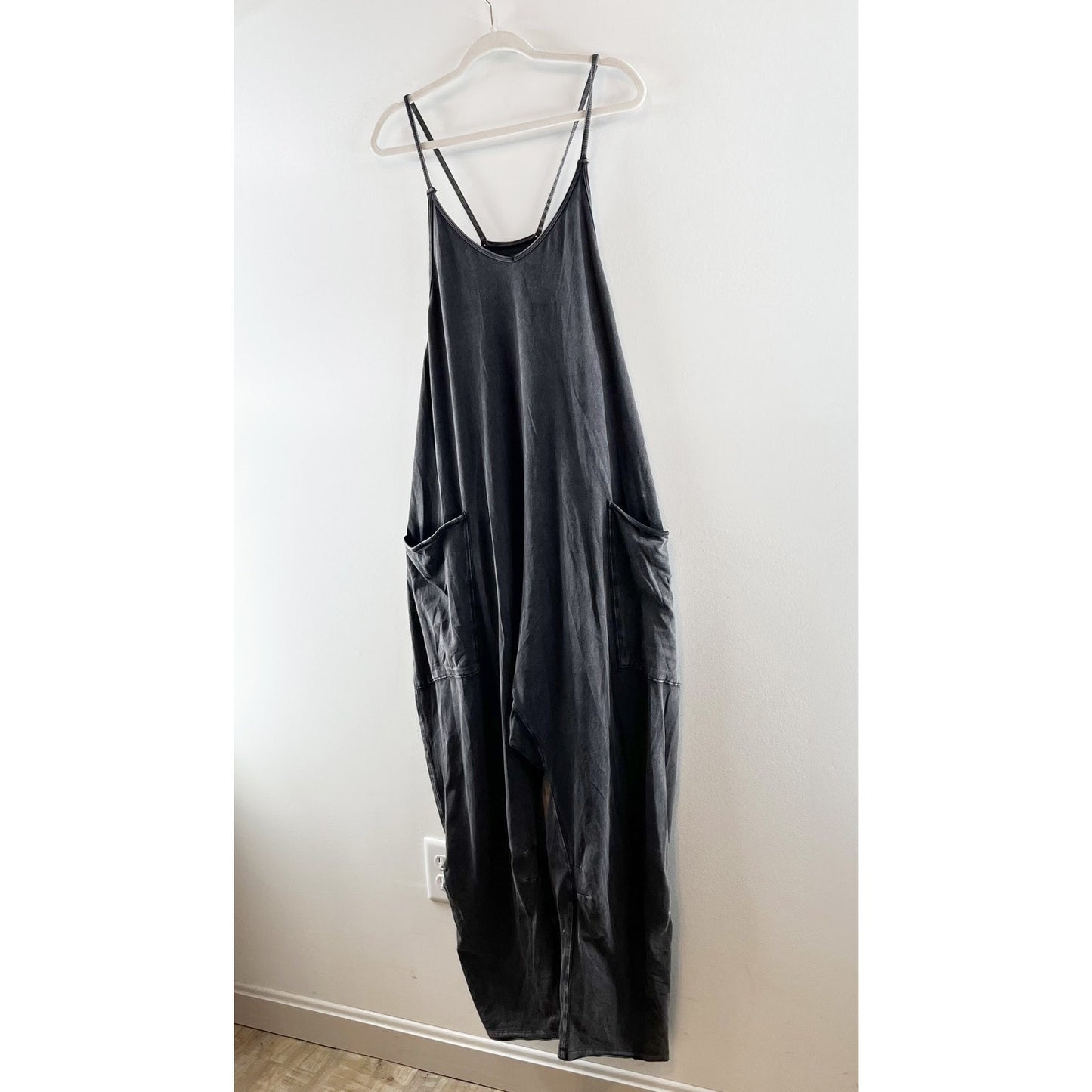 Free People Hot Shot One Piece Jumpsuit Onsie Washed Black Gray Large