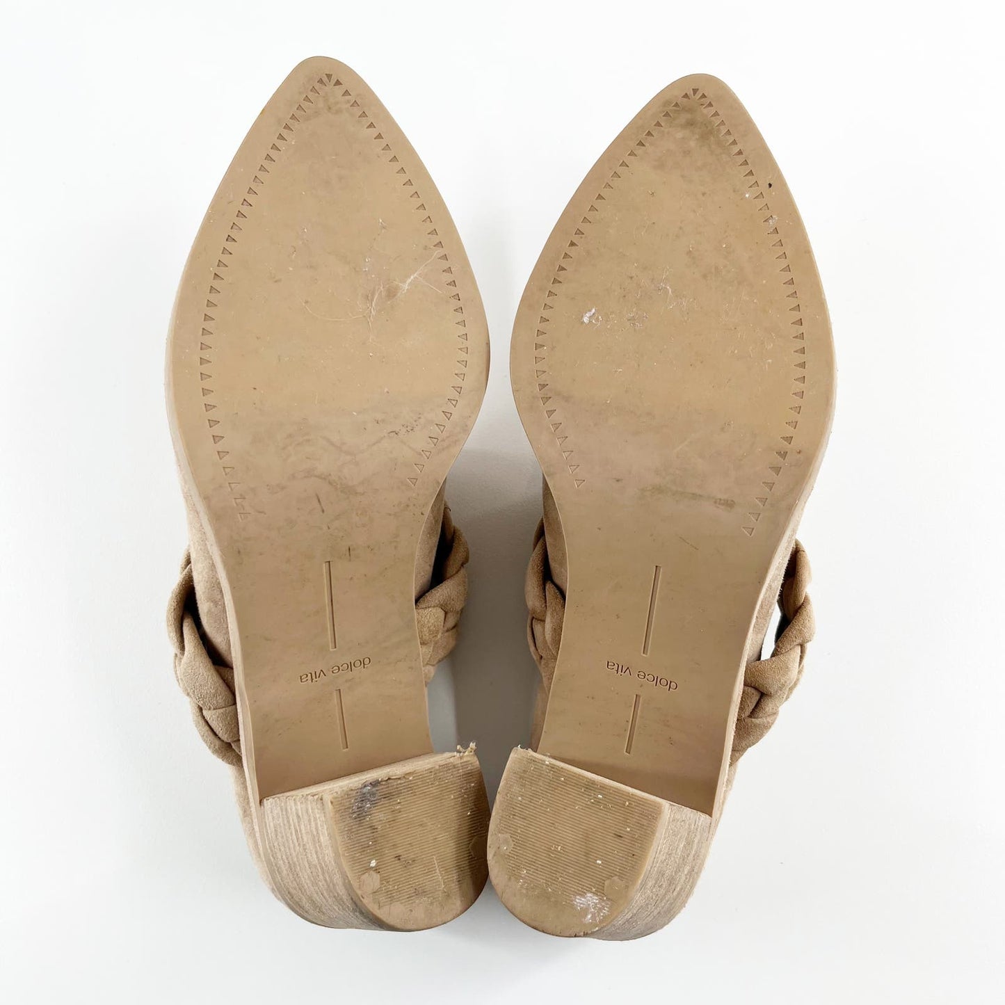 Dolce Vita Serla Pointed Toe Braided Slip On Mule Block Heel Brown Tan 7.5
