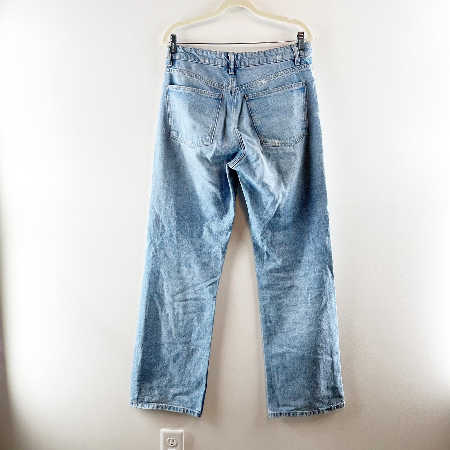 ZARA High Rise Straight Leg Relaxed Fit Jeans Light Wash Blue 6