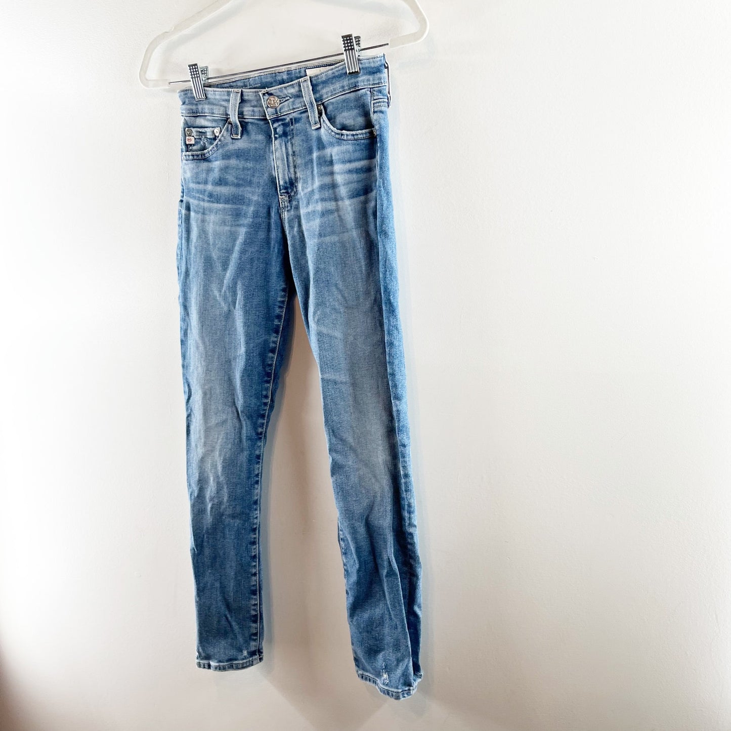 AG Adriano Goldschmied Mari Crop High Rise Slim Straight Leg Jeans Blue 25
