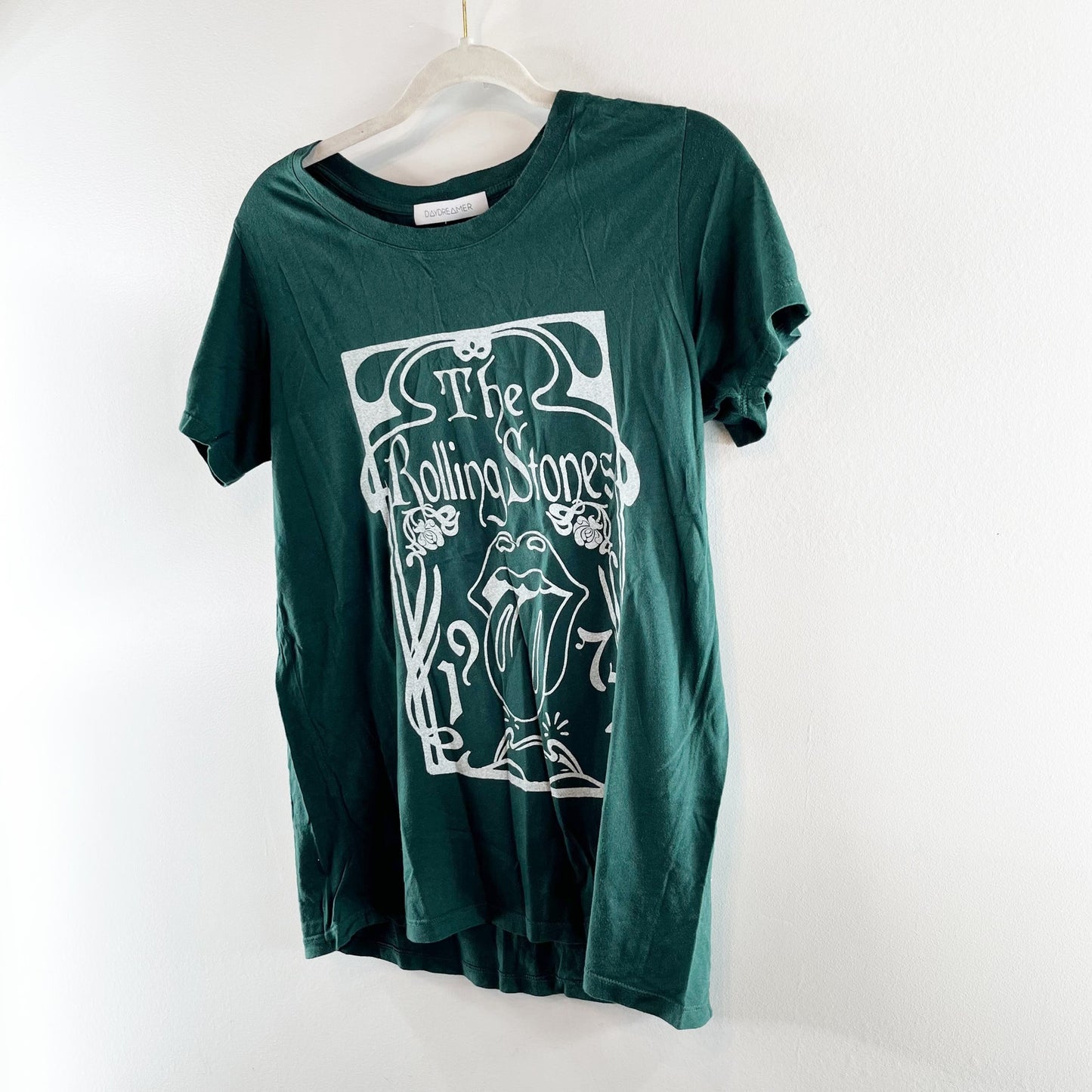 DAYDREAMER Rolling Stones Short Sleeve Graphic T-Shirt Emerald Green Medium