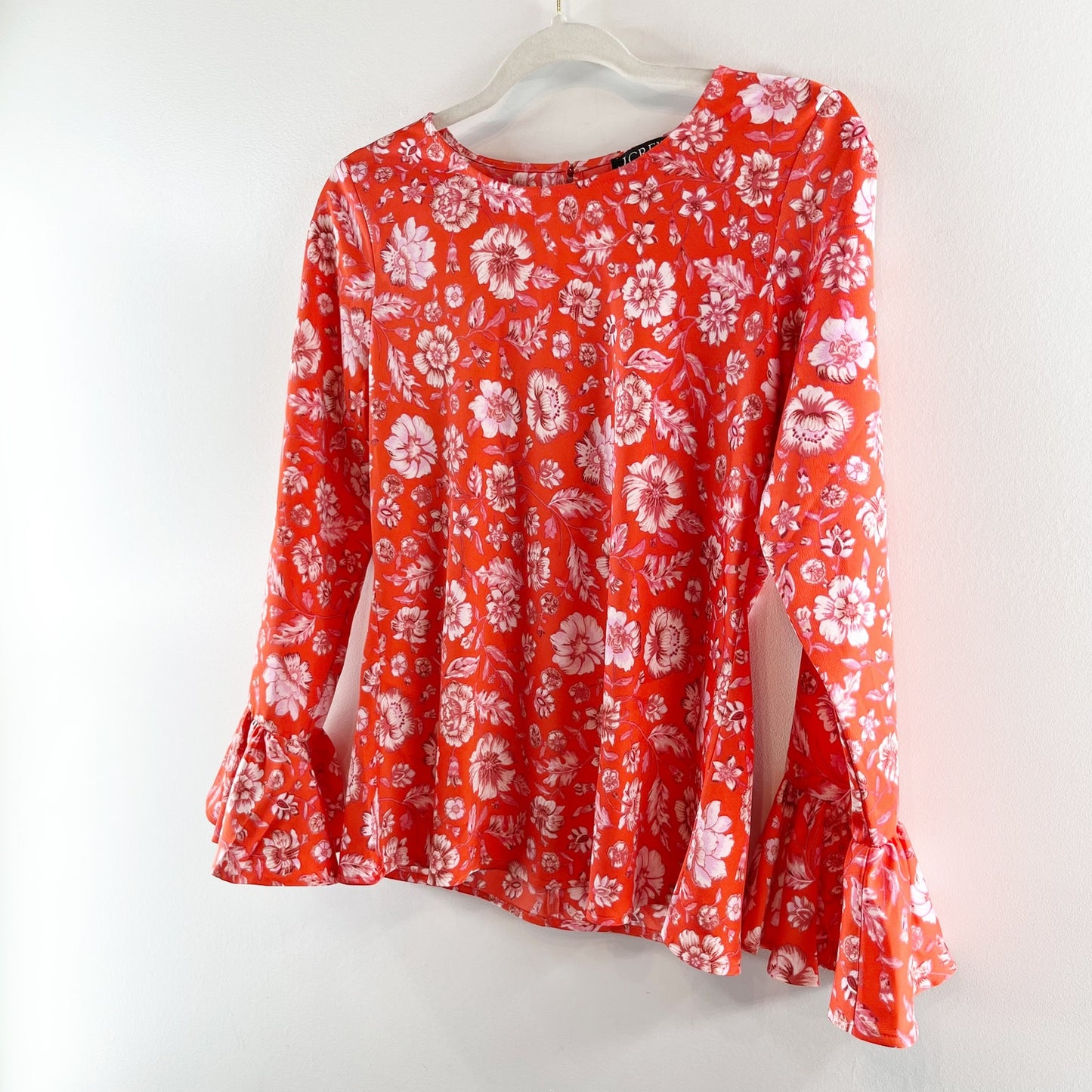 J. Crew Winter Garden Floral Blouse Top in Poppy Fields Orange Small