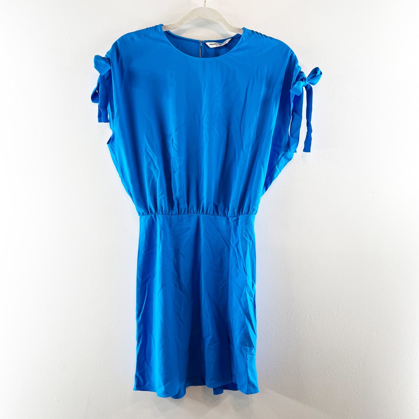 Amanda Uprichard Olympus Bow Tie Shoulder Mini Dress Electric Blue XS