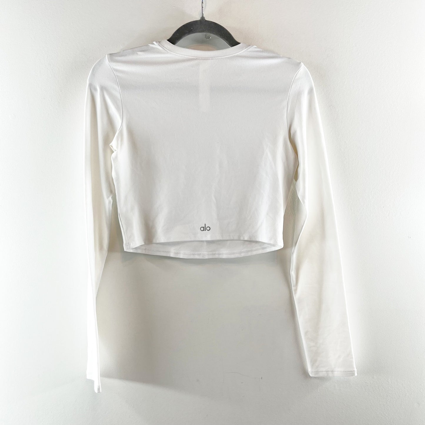 Alo Alosoft Crop Finesse Long Sleeve Fitted T-Shirt Top White Small