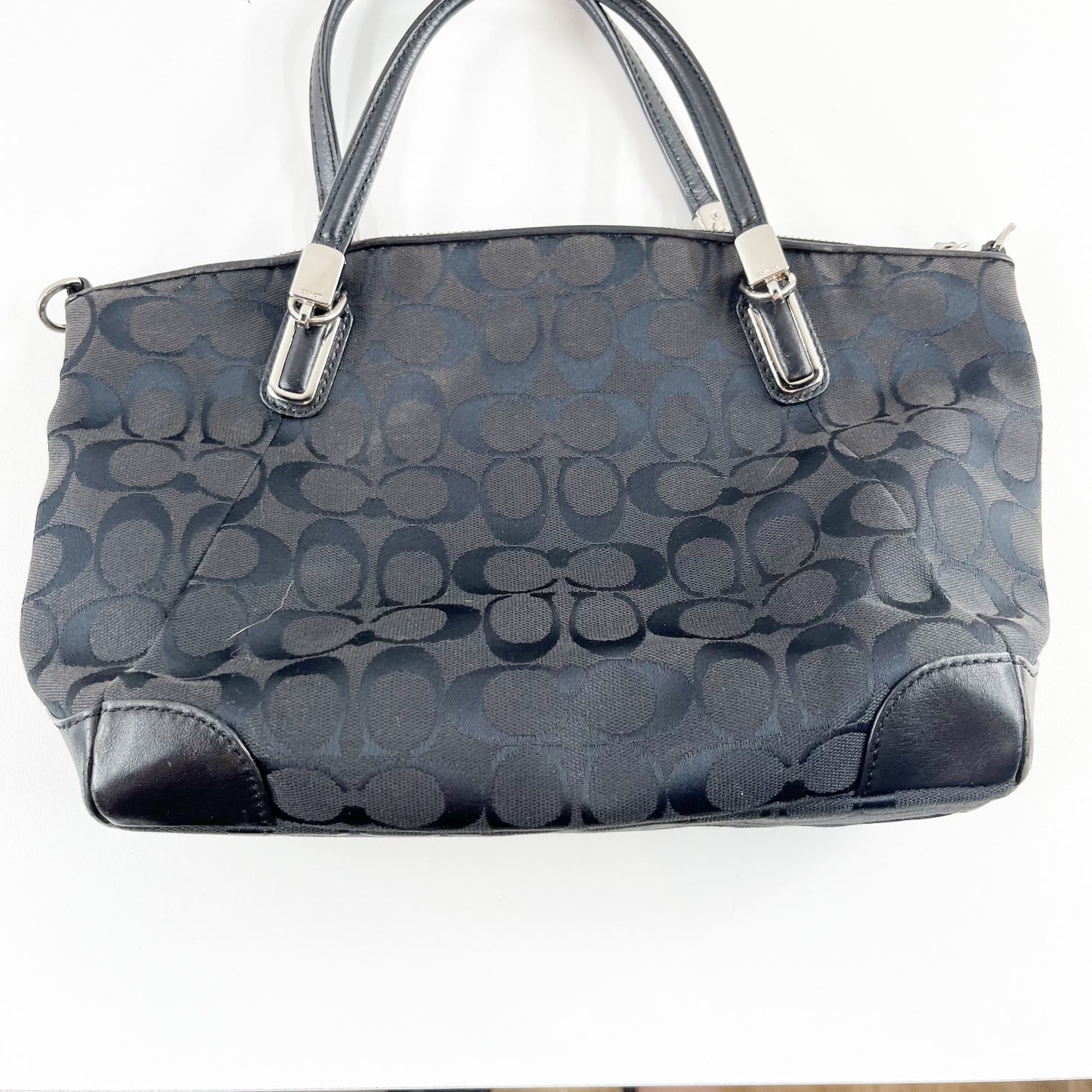 Coach Signature C Logo Madison Shoulder Tote Bag Black