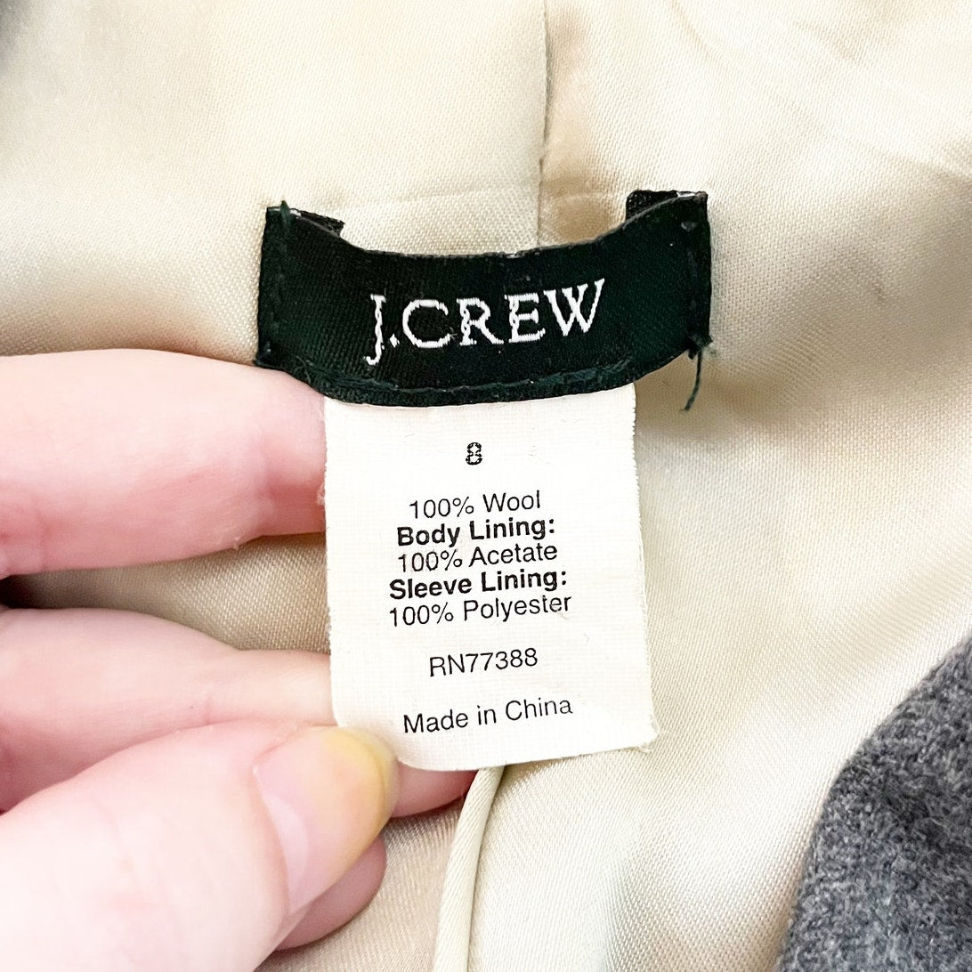 J. Crew Wool Schoolboy Double Button Blazer Jacket Gold Buttons Gray 8