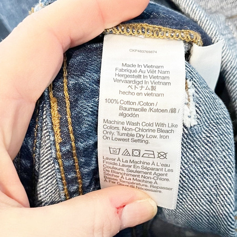 Madewell Low-Slung Straight Leg Denim Overalls Blue Small