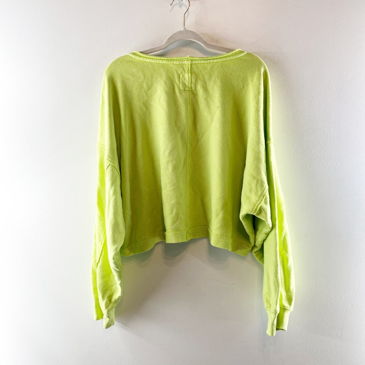 Aerie Scoopneck Long Sleeve Overszied Crop Sweatshirt Neon Green XL