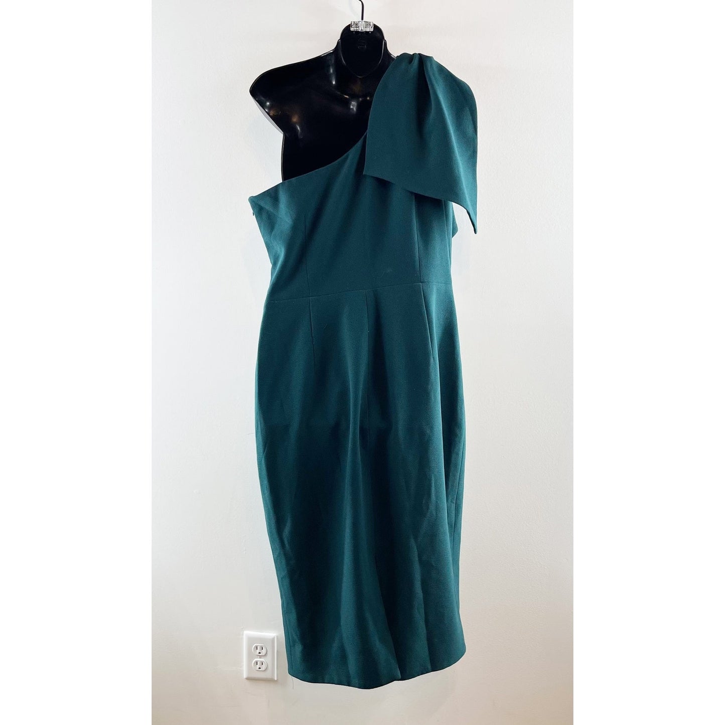 Dress The Population Tiffany One Shoulder Bow Midi Dress Green XL