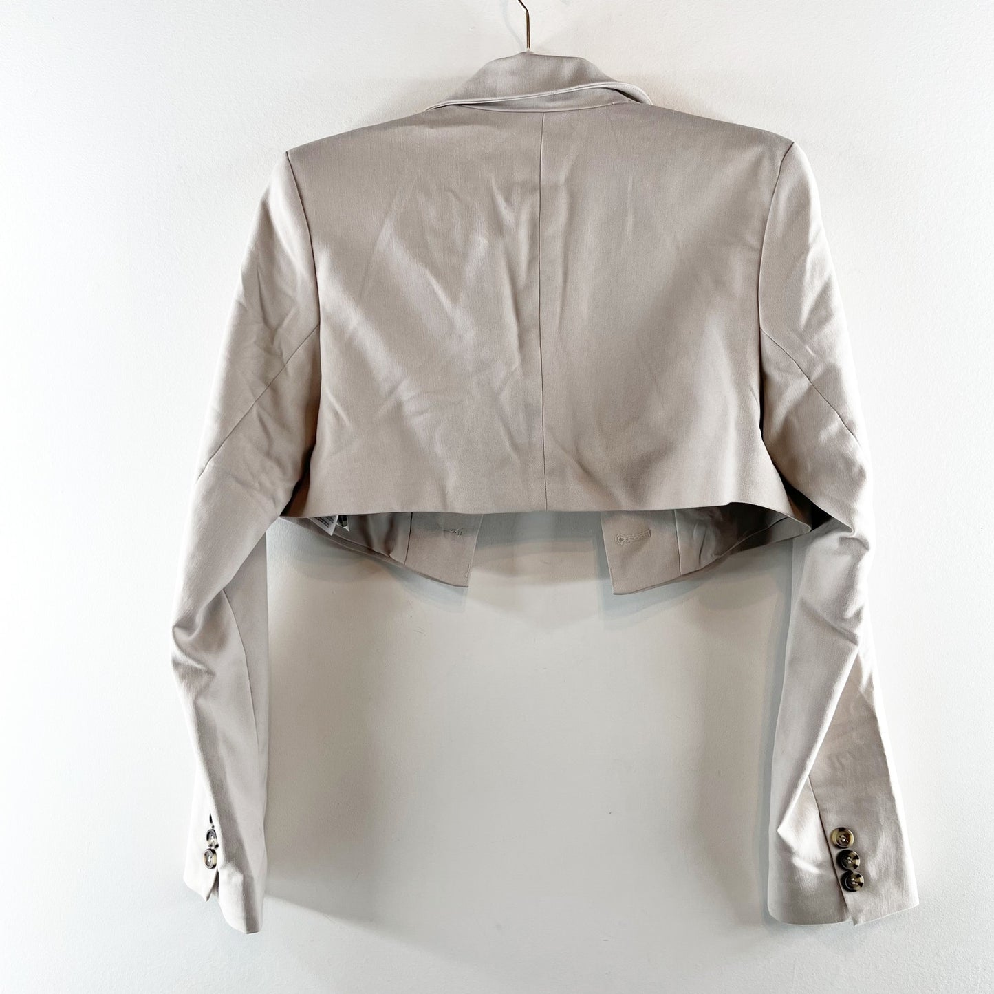 H&M Cropped Blazer Jacket Grey Tan XS