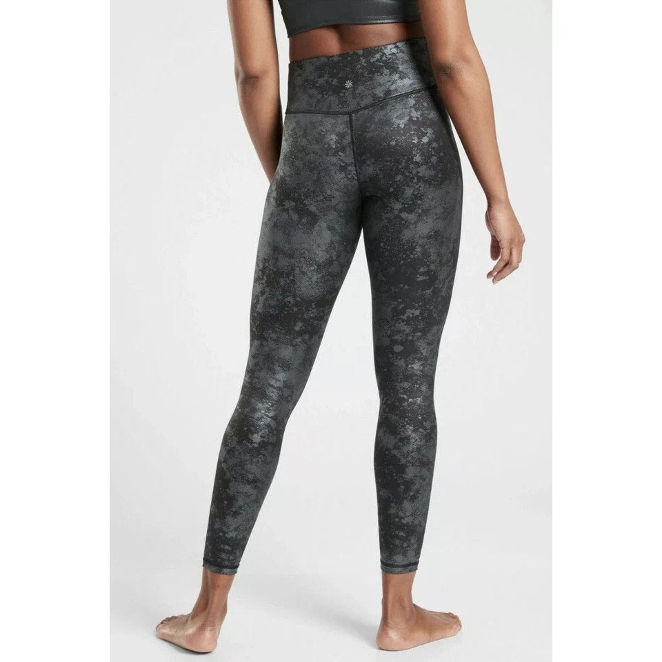 Athleta Elation Ultra High Rise Misty Lace Tights Leggings Black Small