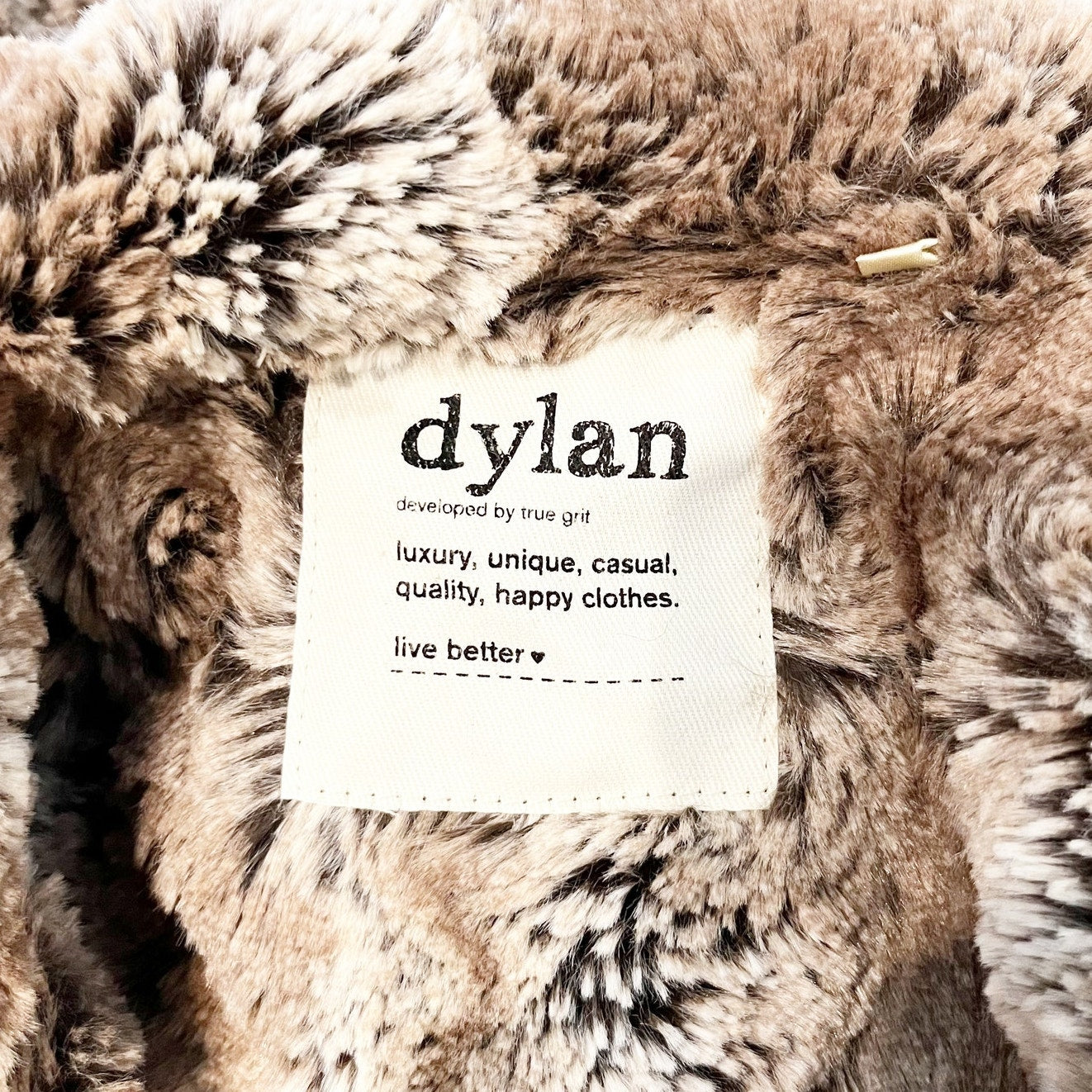 Dylan Anthropologie Long Sleeve Button Up Faux Fur Coat Jacket Brown Medium