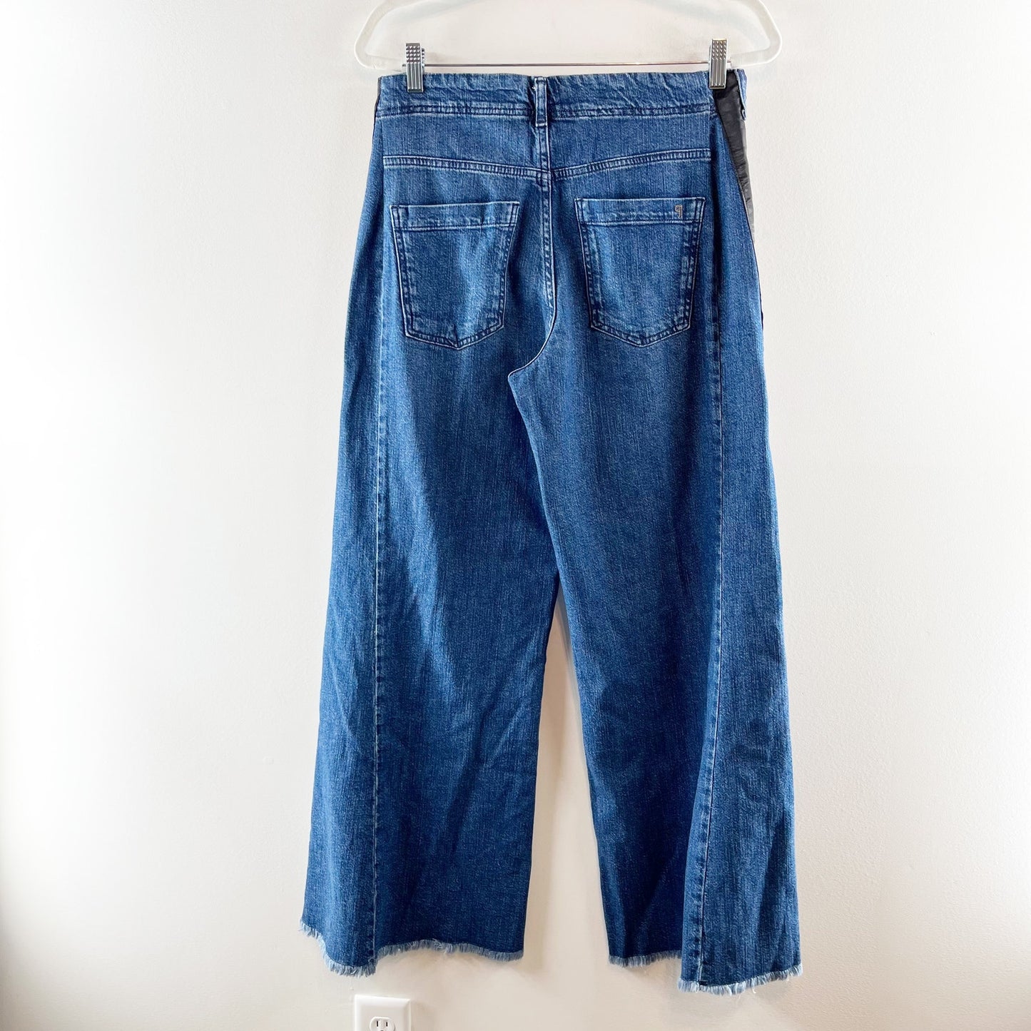 Pilcro Adi High Waisted Denim Tuxedo Stripe Trim Wide Leg Jeans Blue 27 / 4