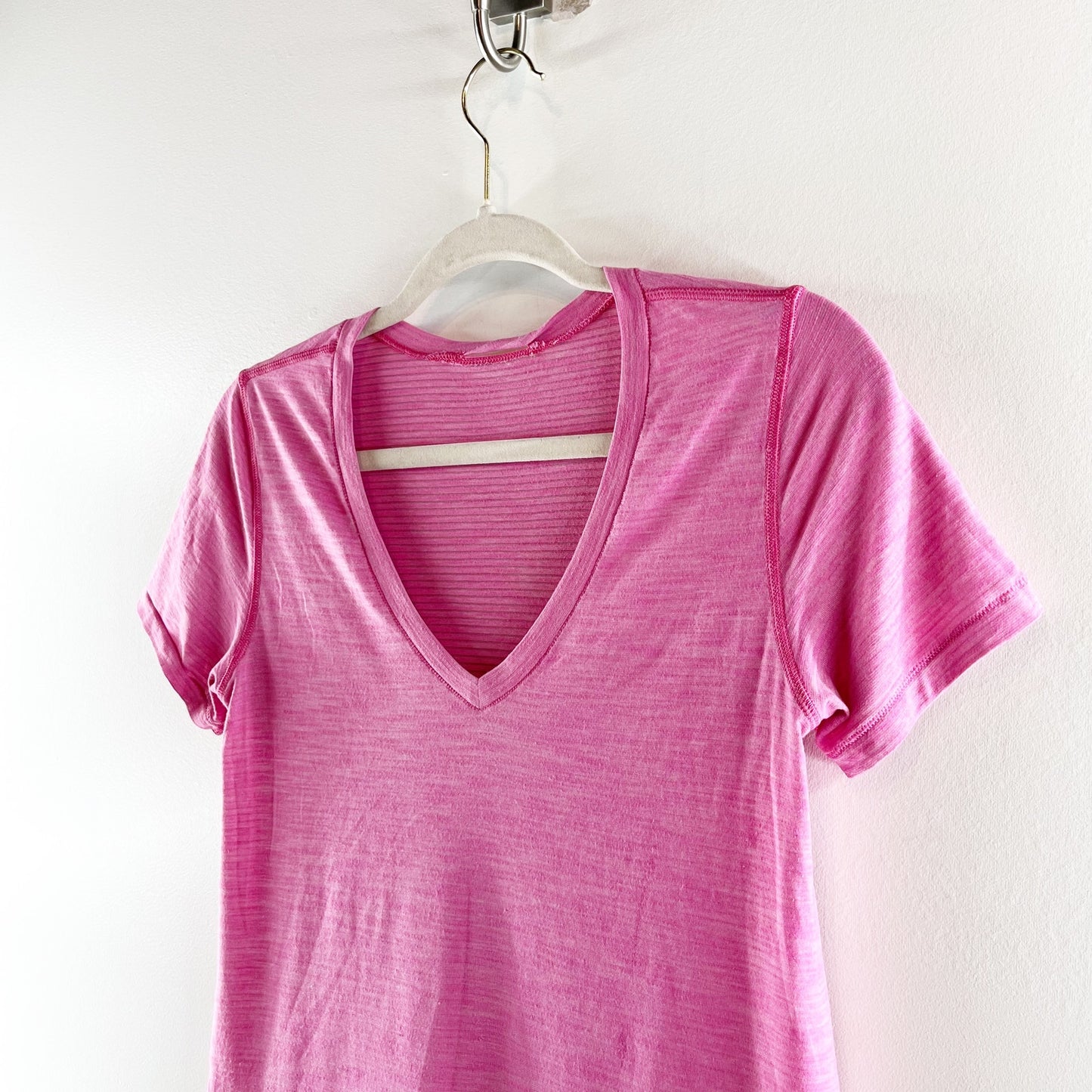 Lululemon What The Sport Short Sleeve V-Neck Tee Heathered Pink Paradise Small