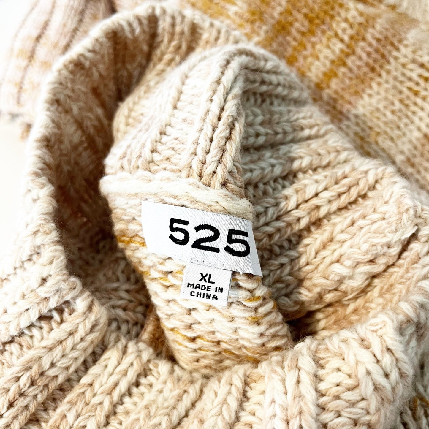 525 America Blair Shaker Knit Ombre Long Sleeve Turtleneck Sweater Beige XL