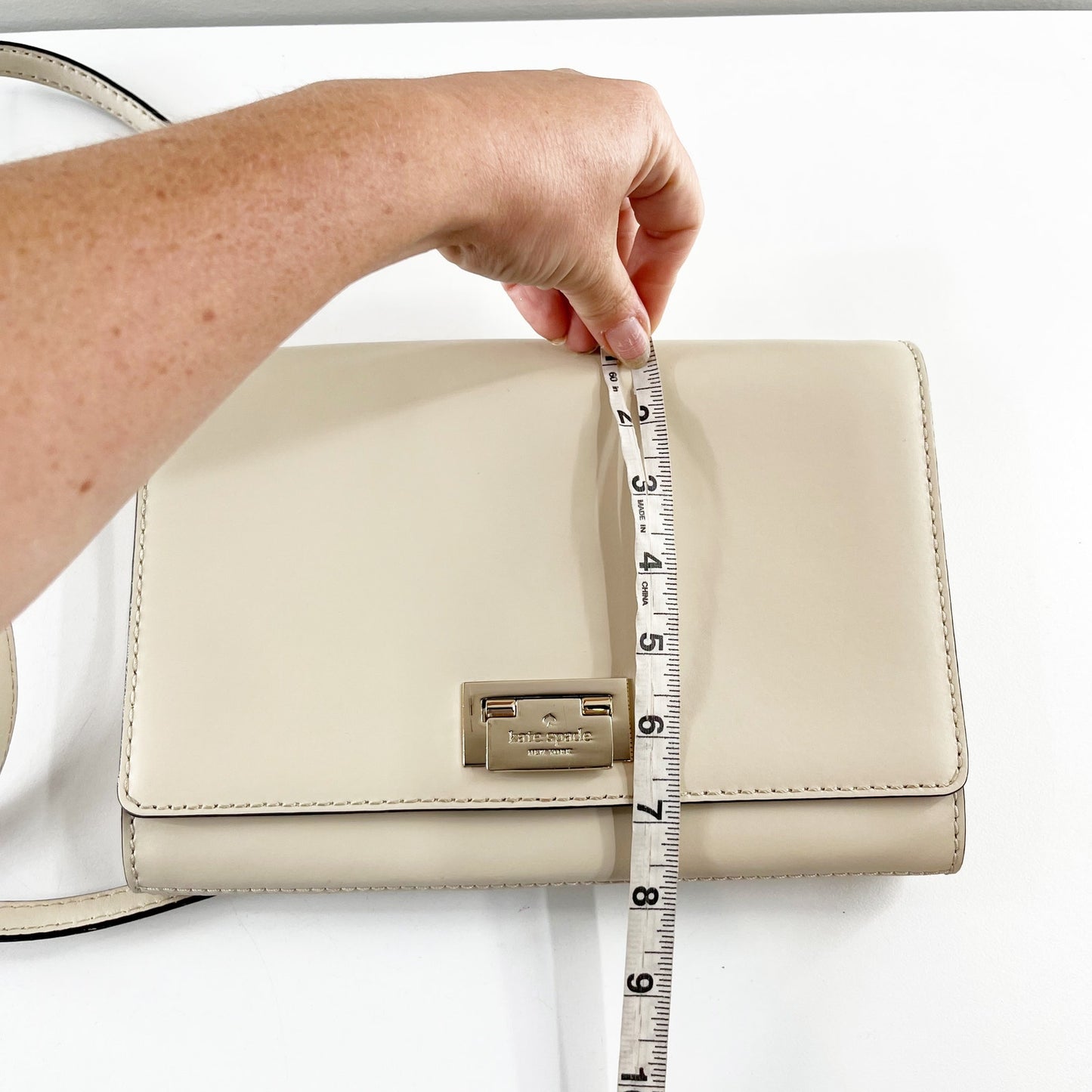 Kate Spade Fiona Leather Crossbody Flap Purse Bag Cream