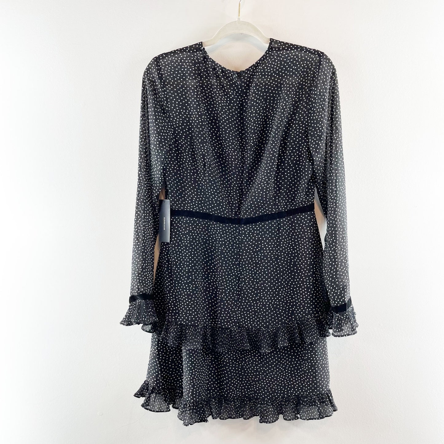 Lulus Floral to See Black Polka Dot Long Sleeve Mini Dress Black Medium