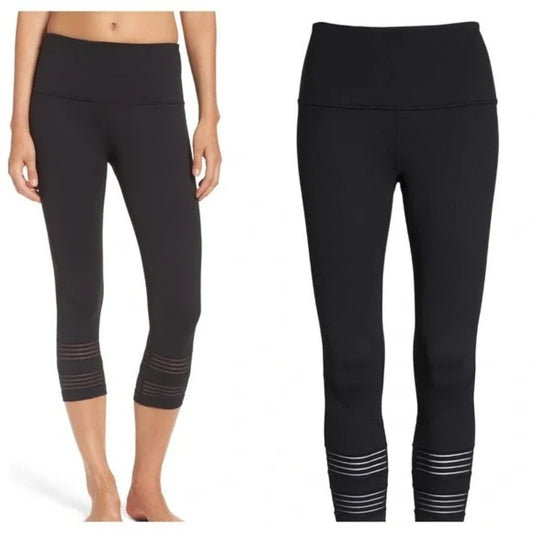 Zella High Rise Mesh Cropped Black Leggings Small