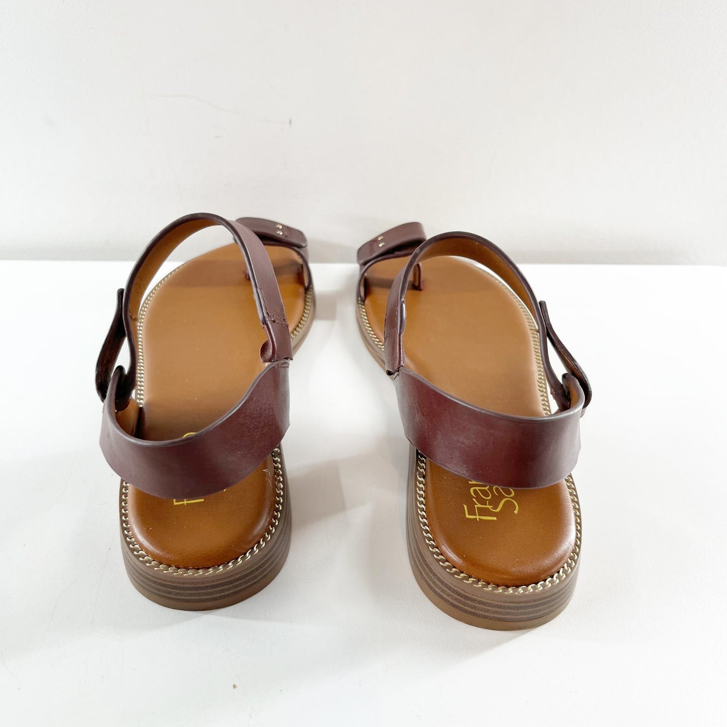 Franco Sarto Geranio Leather Toe Ring Flat Sandals Brown 7.5