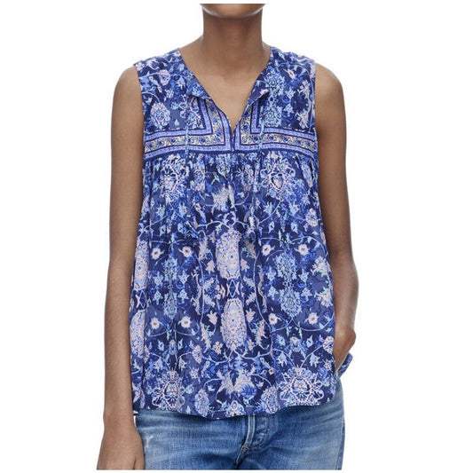 Rebecca Taylor Sleeveless Silk Dreamweaver Tank Top Blue 2