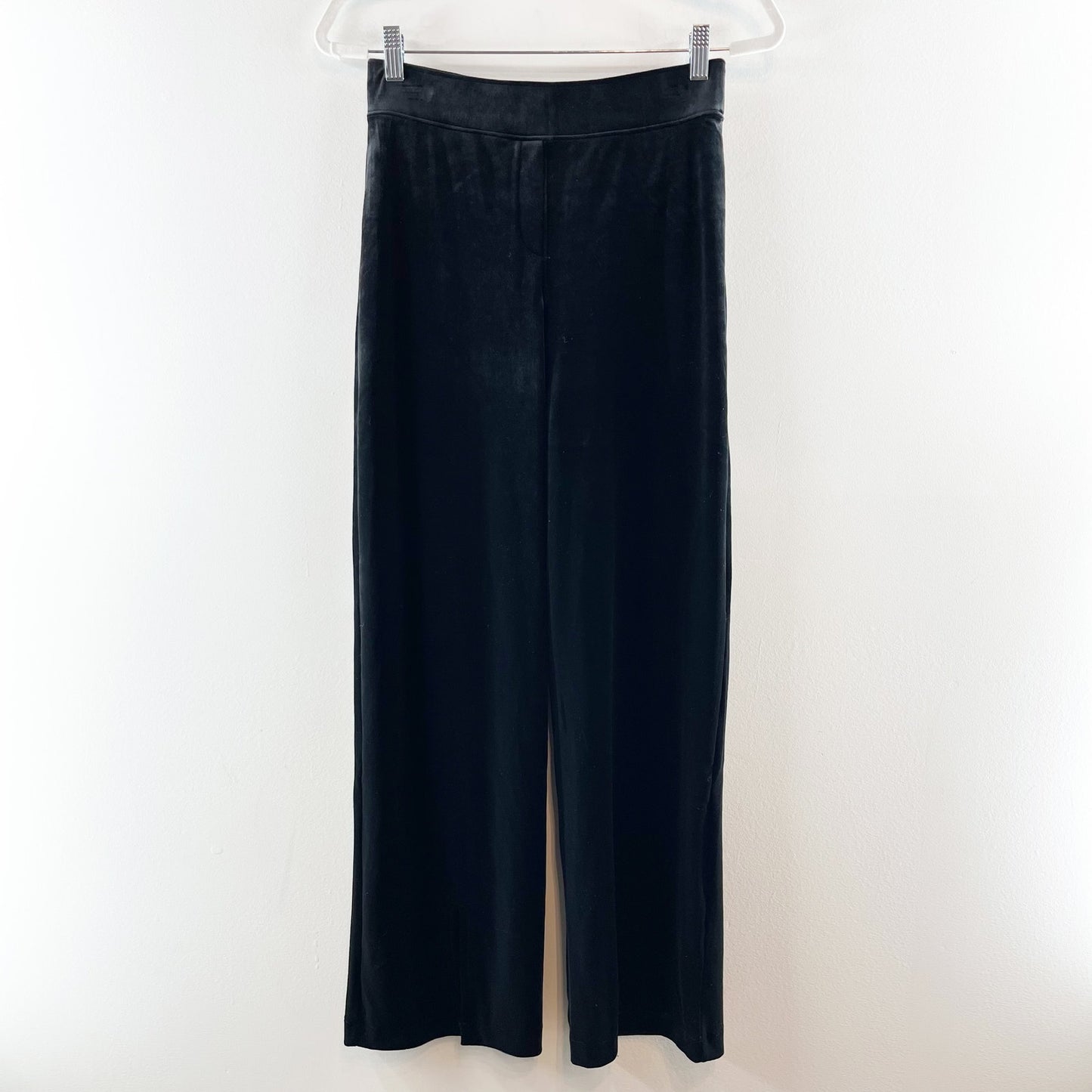 SPANX Velvet High Rise Wide Leg Split Hem Velvet Pants Black Medium