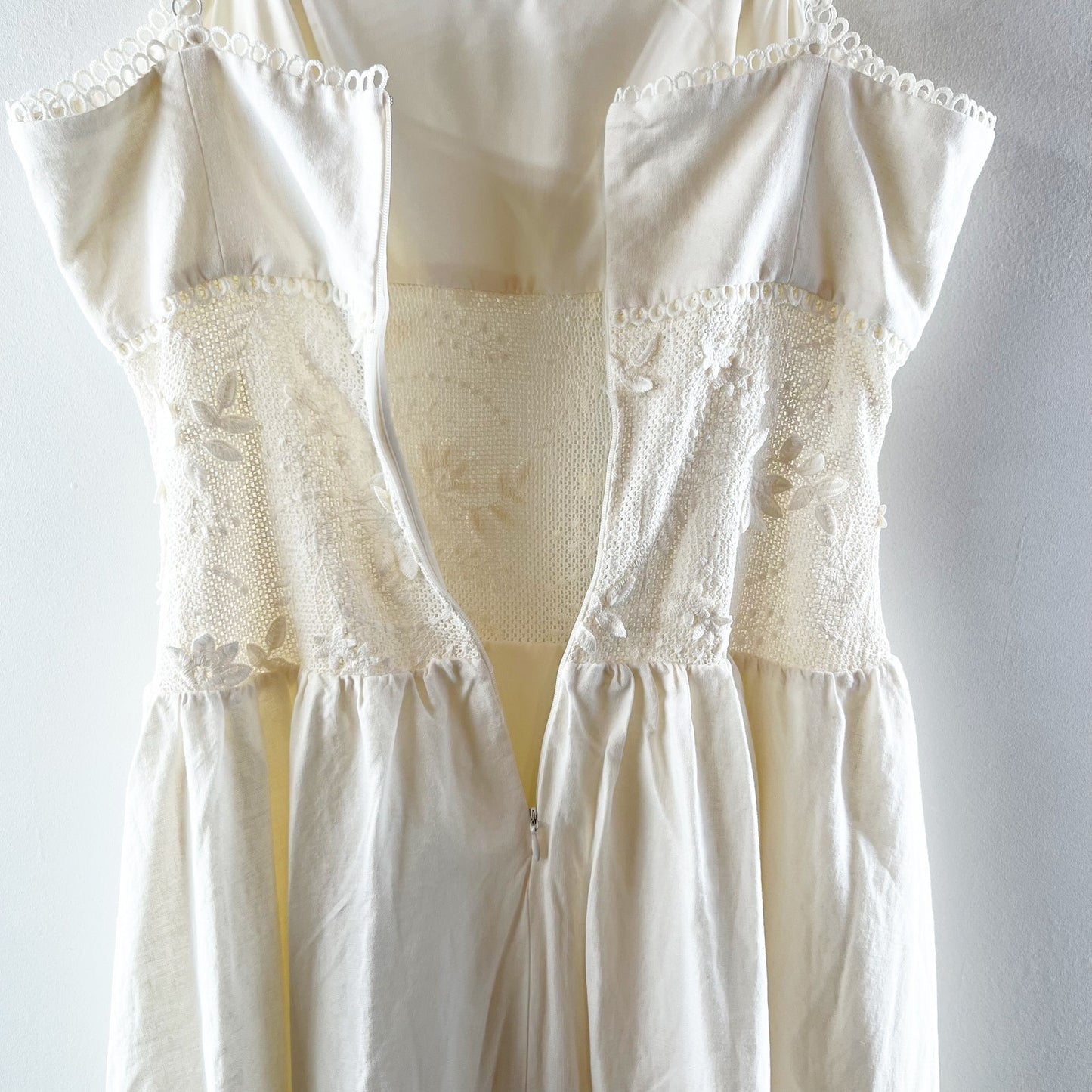 Steve Madden Enza Sleeveless Lace Trim Drop Waist Midi Dress Antique Cream 6