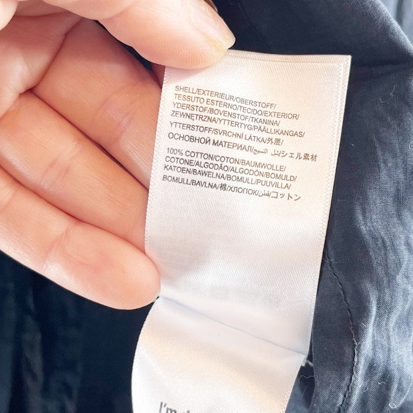 FARM Rio 3D Flower Long Sleeve High Neck Ruffle Blouse Black Large